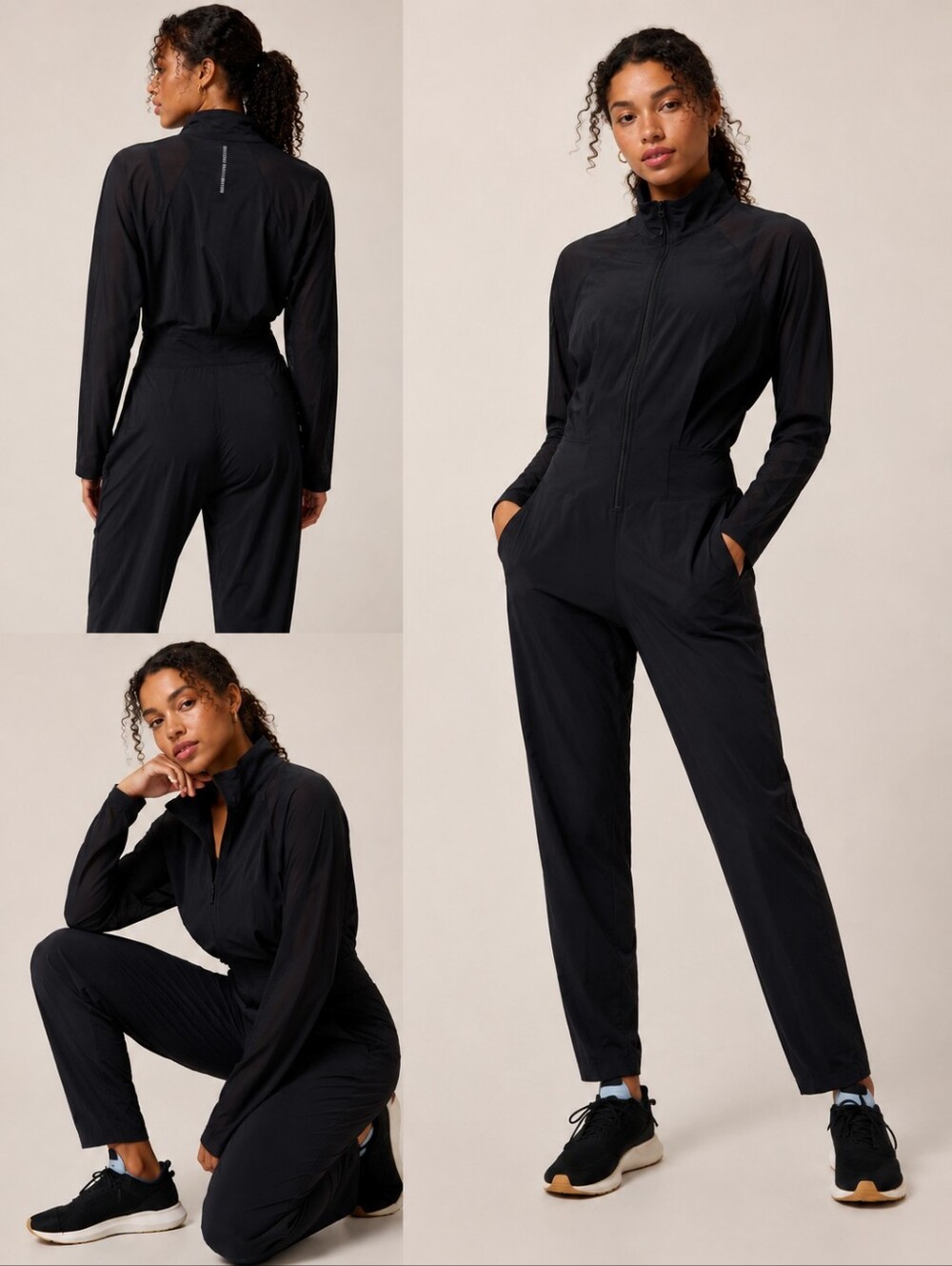 Allyson Felix + Athleta Legend Black Full-Zip Jumpsuit | Sz L | Like New